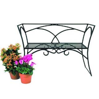 Achla Lawn & Garden Patio Black Wrought Iron Arbor Bench with Back Cushion Metal Outdoor Furniture : Outdoor And Patio Furniture : Patio, Lawn & Garden