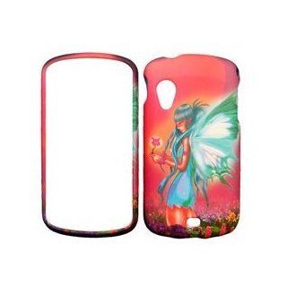Samsung Stratosphere i405 i 405 Pink with Blue Fairy Lady Girl Angel Flower Garden Design Snap On Hard Protective Cover Case Cell Phone Cell Phones & Accessories