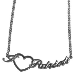 NFL New England Patriots Heart Script Necklace : Sports Fan Necklaces : Sports & Outdoors