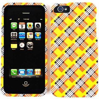 Apple IPhone 5 Orange Yellow Plaid Case Cover Protector Skin Housing Snap On: Cell Phones & Accessories