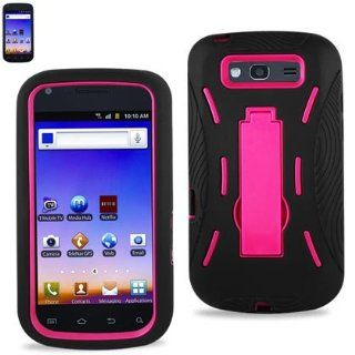 Samsung Galaxy S Blaze 4G / T769 Black / Hot Pink Combo Silicone Case + Hard Cover + Kickstand Hybrid Case For T Mobile: Cell Phones & Accessories