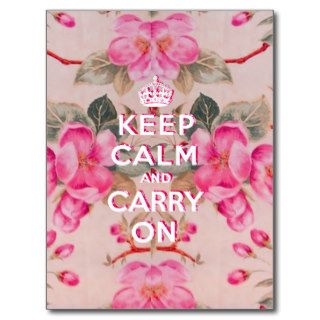 Girly keep calm..Vintage pink elegant floral roses Post Cards