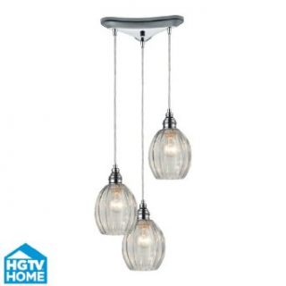 HGTV HOME 46017/3 HGTV Danica 3 Light Pendant with Mercury Glass Shade, 10 by 9 Inch, Polished Chrome Finish   Ceiling Pendant Fixtures  