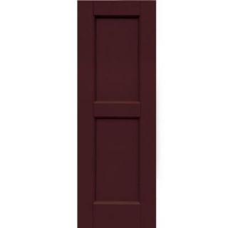 Winworks Wood Composite 12 in. x 35 in. Contemporary Flat Panel Shutters Pair #657 Polished Mahogany 61235657