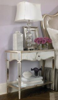 American Drew Jessica McClintock Couture Mirrored Nightstand in Silver Leaf   Jessica Mcclintock Furniture