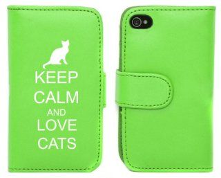 Blue Apple iPhone 5 5S 5LP423 Leather Wallet Case Cover Keep Calm and Love Cats: Cell Phones & Accessories