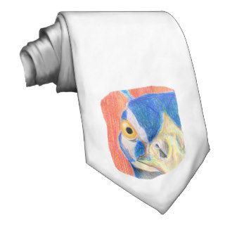 Peacock head colored pencil drawing sketch neck tie