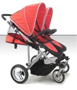 Stroll Air DUO 4 Wheel Double Twin Baby Stroller Red : Baby