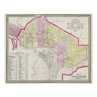 Washington D.C. Map with Georgetown 1850 Print