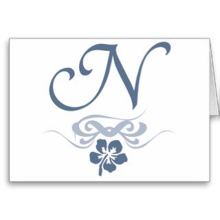 Floral Monogram "N" Gifts Greeting Card