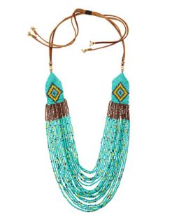 Tribal Layered Necklace, Green Mix