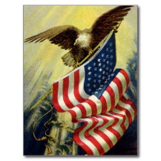 Vintage Patriotism, Patriotic Eagle American Flag Postcards
