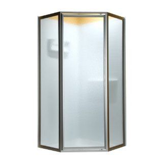 American Standard AMOP.QF6436.213 Neo Angle 67 1/2" Tall Framed, Pivot, Hammered Glass Shower Door   Fits 27 3/8", Silver    