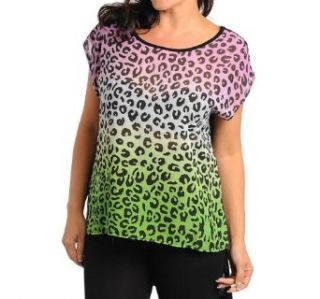 Plus Size Animal Print Black Purple Green TOP (x large) at  Womens Clothing store: Blouses
