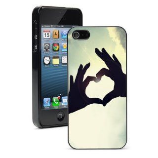Apple iPhone 4 4S 4G Black 4B437 Hard Back Case Cover Color Heart Love Shape with Hands in Sky: Cell Phones & Accessories