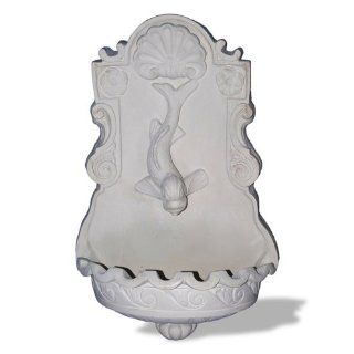 Amedeo Design ResinStone 1001 6L Dolphin Wall Fountain, 17 by 11 by 37 Inch, Limestone : Wall Mounted Garden Fountains : Patio, Lawn & Garden