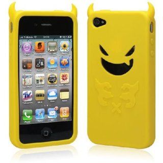 ZuGadgets Yellow / Devil Design Silicon Case Cover Protector for iPhone 4 +Free Screen Protector and Charge USB Cable (397 10): Cell Phones & Accessories