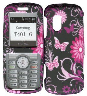 Pink Butterflies Samsung T401G TracFone, Straight Talk Prepaid Net 10 Case Cover Hard Phone Cover Snap on Case Faceplates: Cell Phones & Accessories