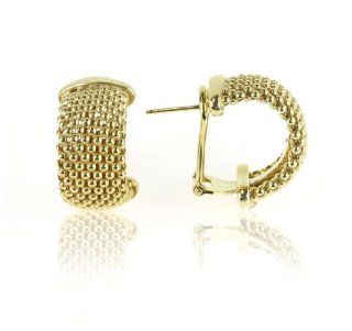 Sterling Silver Gold Plated Caviar Small Hoop Earrings Jewelry