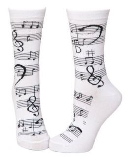 Soft and Comfortable Music Notes Trouser Socks in White by Foot Traffic   women's shoe size 4 10: Novelty Socks: Clothing