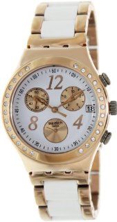 Swatch Irony Dreamwhite Rose Chronograph Rose Gold Tone Steel Ladies Watch YCG406G: Swatch: Watches