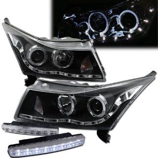 2011 2012 Chevy Cruze Headlights Projector Halo Rim + 8 Led Fog Bumper Light: Automotive