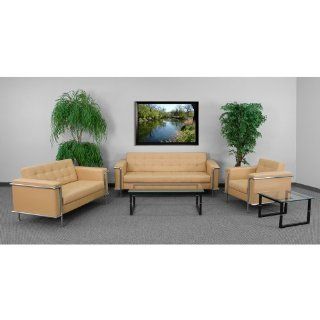 HERCULES Lesley Series Reception Set in Light Brown ZB LESLEY 8090 SET BRN GG   Reception Room Chairs