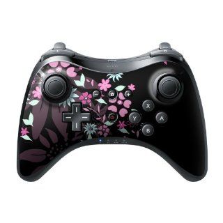 Dark Flowers Design Protective Decal Skin Sticker (High Gloss Coating) for Nintendo Wii U Pro Controller Device: Video Games