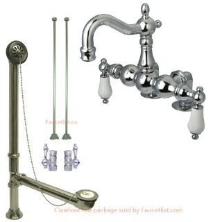 Chrome Deck Mount Clawfoot Tub Faucet Package w Drain Supplies Stops CC1094T1system   Bathtub Faucets  