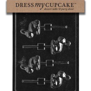 Dress My Cupcake DMCE451 Chocolate Candy Mold, Traditional Bunny Lollipop, Easter: Candy Making Molds: Kitchen & Dining