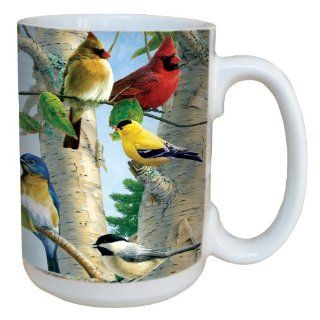 Tree Free Greetings 79140 Favorite Songbirds by James Hautman 15 Ounce Ceramic Mug with Full Sized Handle, Multicolored: Kitchen & Dining