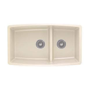 Blanco Performa Undermount Composite 33x19x10 0 Hole Double Bowl Kitchen Sink in Biscuit 441311