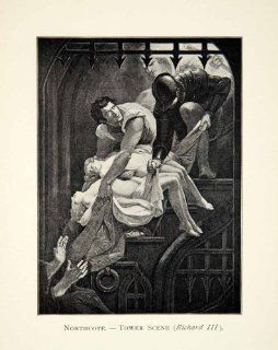 1901 Print William Shakespeare Richard III Tower Scene James Northcote Art Play   Original Halftone Print  