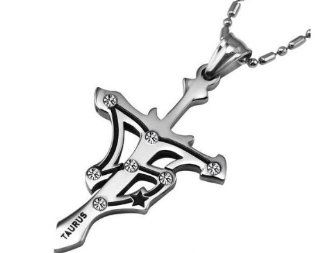 His or Hers Asian Style Taurus Sword Shape Titanium CZ Pendant Necklaces in a Nice Gift Box GX435 J: Jewelry