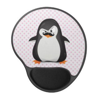 Cute Black  White Penguin And  Funny Mustache Gel Mousepads