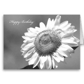 Black & White Sunflower Card for Her Birthday