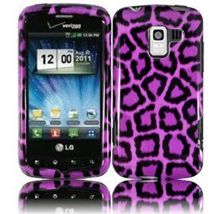 Hard Purple Leopard Case Cover Faceplate Protector for LG Optimus Q Straight Talk / Net10 with Free Gift Reliable Accessory Pen: Cell Phones & Accessories