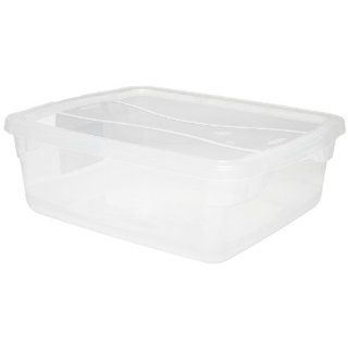 Rubbermaid Commercial 3Q24 CLE Polypropylene 15 Quart Roughtote Clear Non Latching Storage Box, Rectangular, 16.9" Depth x 13.4" Width x 5.4" Height, Clear: Industrial & Scientific