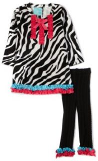 Mud Pie Wild Child Zebra Tunic And Legging Set, Black/White/Blue/Pink, 12 18 Months: Clothing