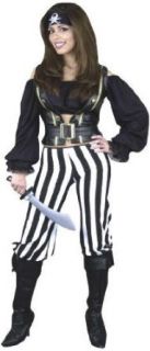 Adult Pirate Queen Costume Size: Women's Large 11 13 :Color: black and white stripes: Clothing