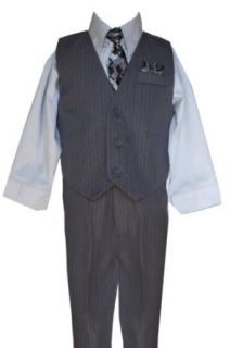 4 Piece Pinstripes Boys Vest Suit Tie with Turquoise Shirt Sizes 2T 14 Clothing