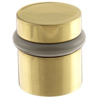Rockwood 446.3 Brass Modern Style Universal Door Stop, #12 X 1 1/2" WS Fastener with Plastic Anchor and 12 24 x 1" FH MS Fastener with Lead Anchor, 1 1/4" Base Diameter, 1 1/2" Height, Polished Clear Coated Finish: Industrial & Scie