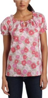 IZOD Women's Crinkle Floral Print Shirt, Feather, Medium at  Womens Clothing store