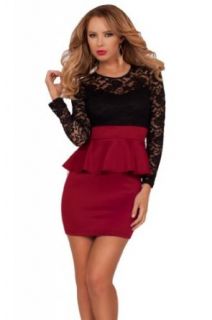Peplum Lace Pencil Fitted Skirt Party Cocktail Sexy Long Sleeve Classy Dress at  Womens Clothing store