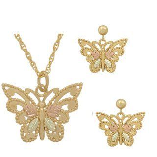 Butterfly Black Hills Gold Jewelry Set: Jewelry