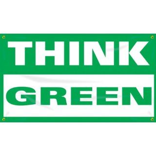 Accuform Signs MBR464 Reinforced Vinyl Motivational Safety Banner "THINK GREEN" with Metal Grommets, 28" Width x 4' Length, Green on White: Industrial Warning Signs: Industrial & Scientific