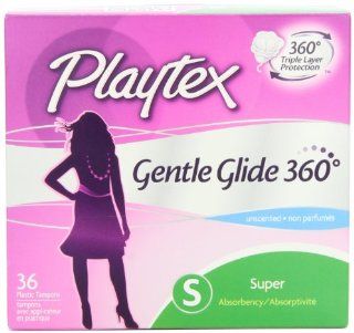 Playtex Gentle Glide Tampons, Unscented Super Absorbency, 36 Count: Health & Personal Care