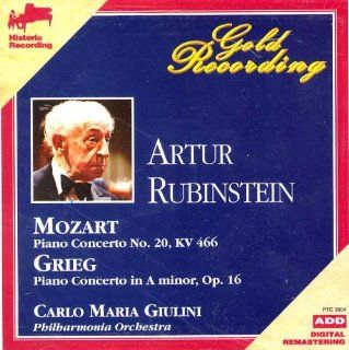 Arthur Rubinstein Plays Mozart: Piano Concerto No. 20, KV 466 / Grieg Piano Concerto in A minor, Op. 16 (Gold Recording): Music