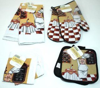 Home Store "Chef & Wine" Themed Kitchen Accessories * Oven Mitts * Towels * Dish Cloths * Pot Holders * : Everything Else