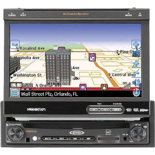 Jensen VM9414 Single DIN MultiMedia Receiver with 7 Inch Inch Flip Out Touch Screen, Integrated Navigation System : In Dash Vehicle Gps Units : Car Electronics